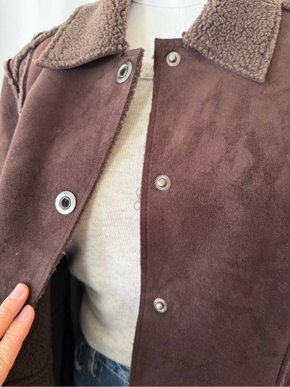 Valerie Stevens Brown Faux Suede & Faux Shearling Long Coat XL. - Picture 7 of 14